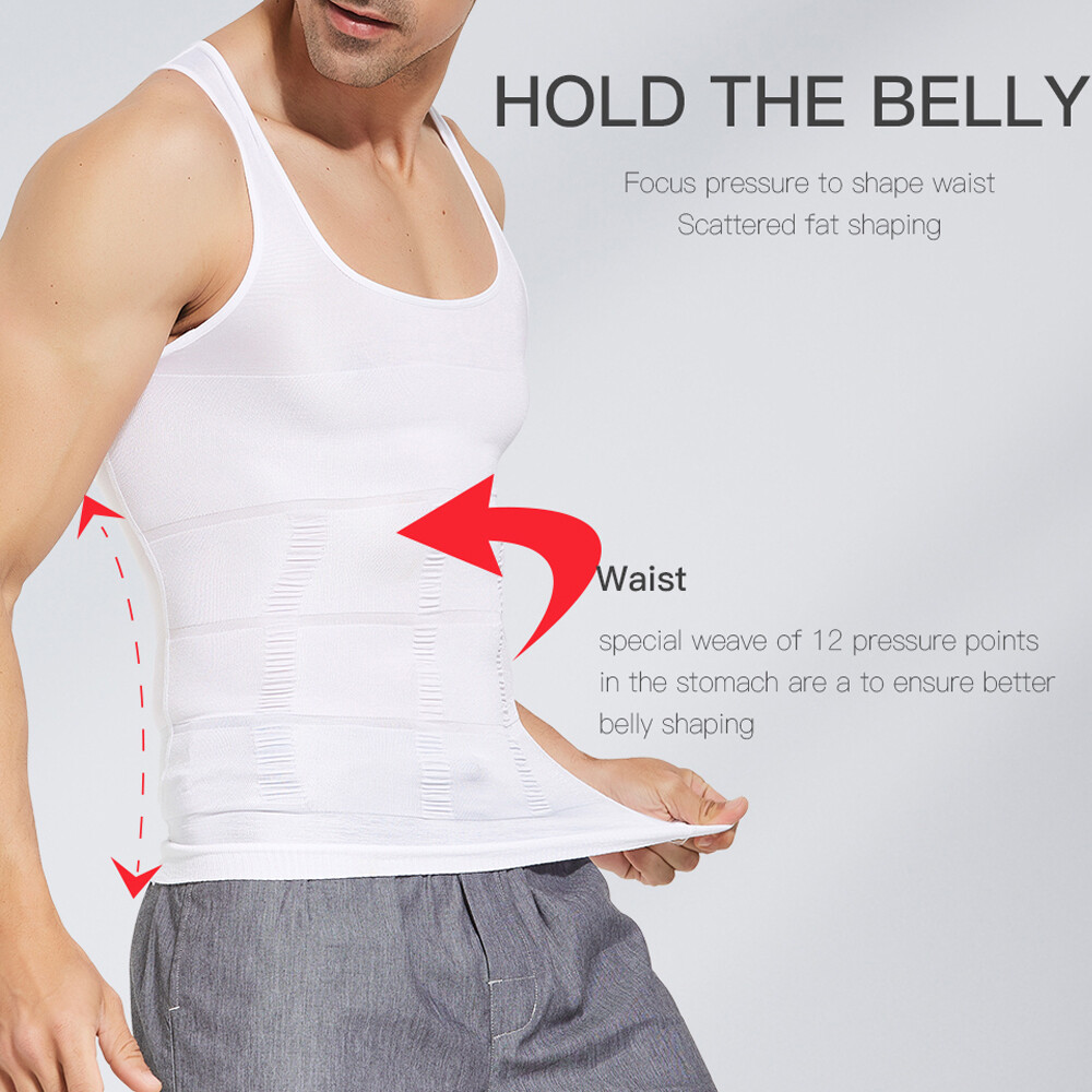 Men Compression Shirts Shapewear Vest Body Shaper Abs Abdomen Slim Elastic Tank