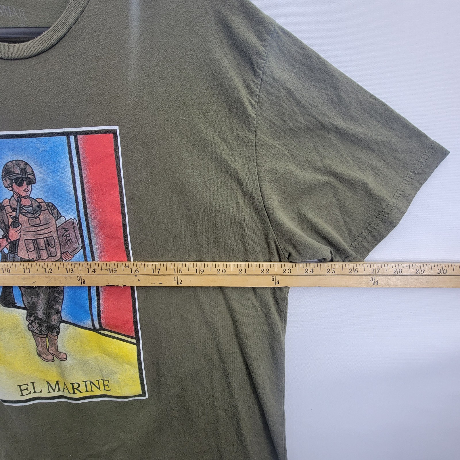 MEXUSMAR El Marine Loteria Graphic T-Shirt Olive Drab US Flag 2XL (Pre-Owned)