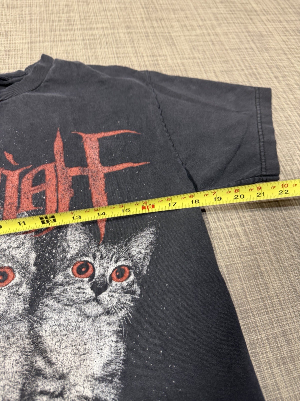 Men’s Rock Metal Demonic Cat Graphic T Shirt Black Size M Emo Goth Punk