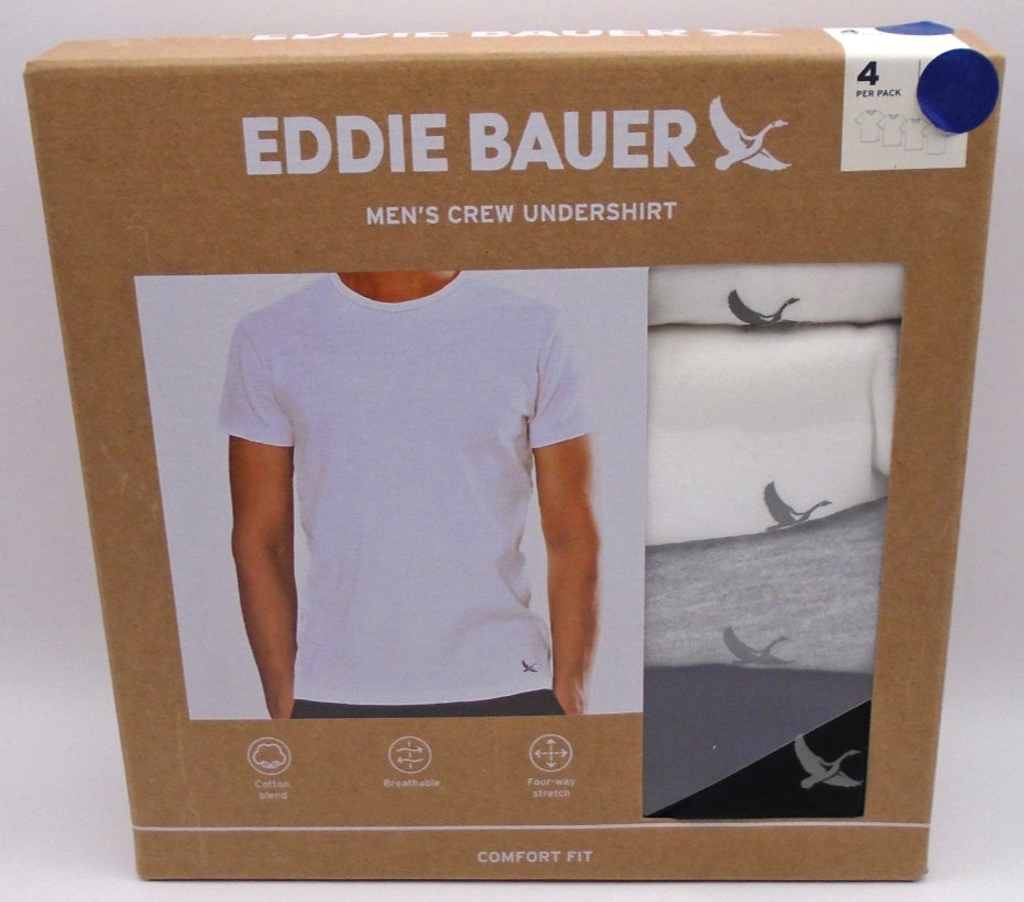NEW MEN’S “EDDIE BAUER 4 PACK COTTON BLEND CREW NECK SHIRT UNDERSHIRT” Choose!