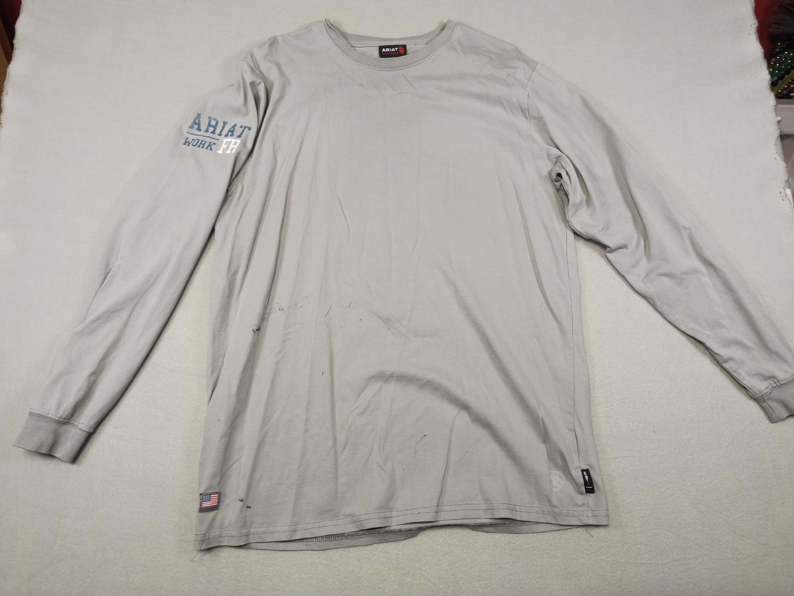 Lot 4 Ariat Work FR Flame Resistant Crew Shirt Mens L Gray Tan CAT 2 NFPA 2112