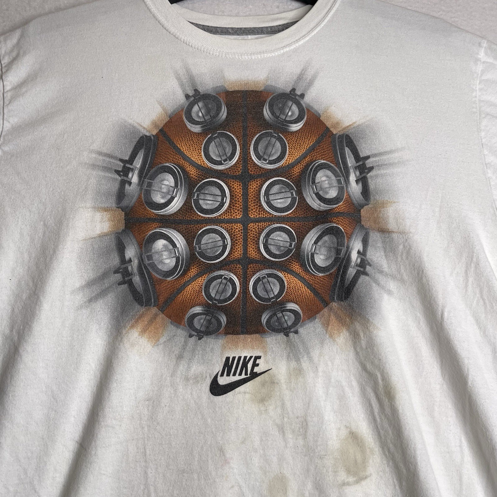 00s Nike Basketball Speakers Graphic Tee Shirt Mens XL White Hiphop Athletic Y2K