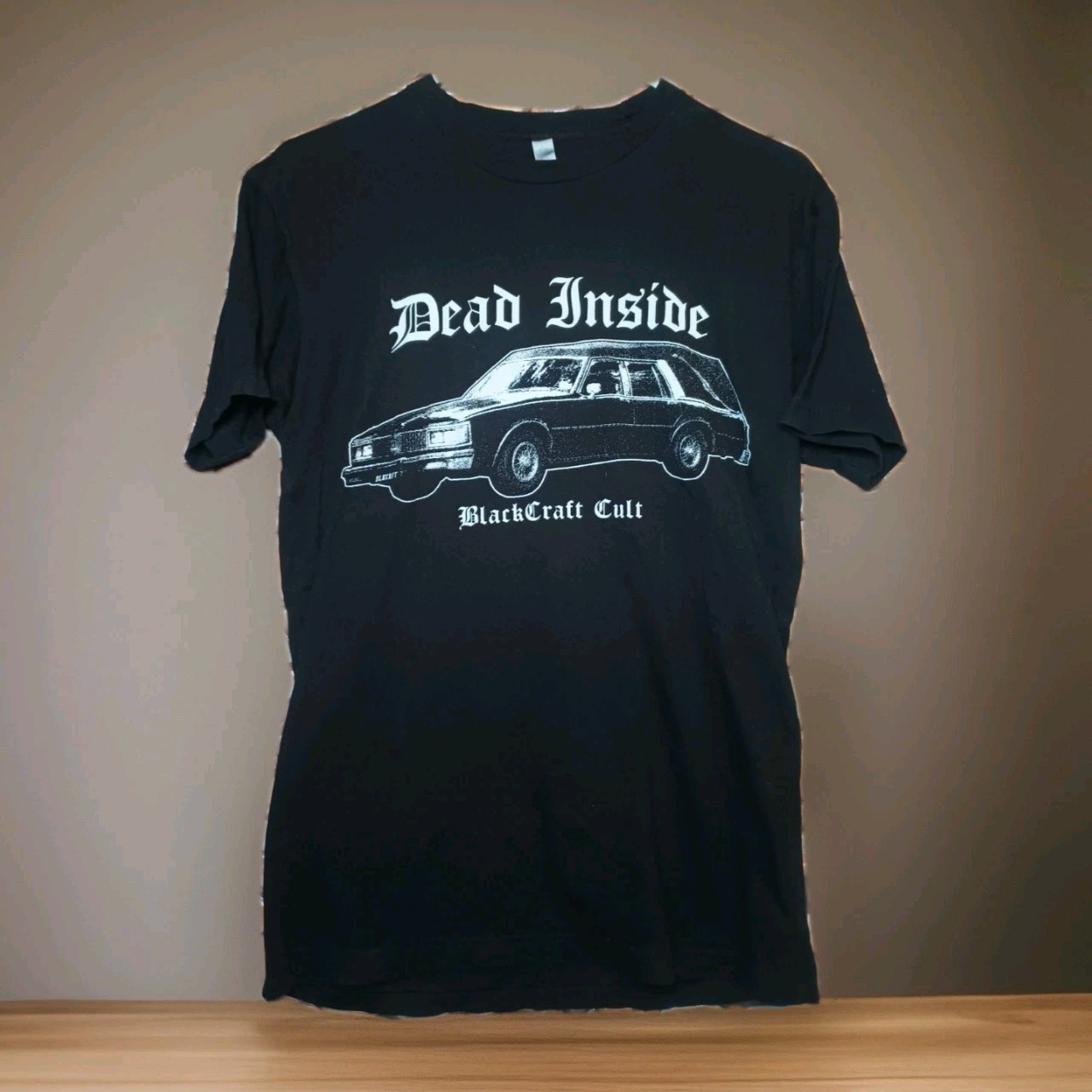 Black Craft Cult DEAD INSIDE Hearse White Black Small T-Shirt Occult Goth Y2K