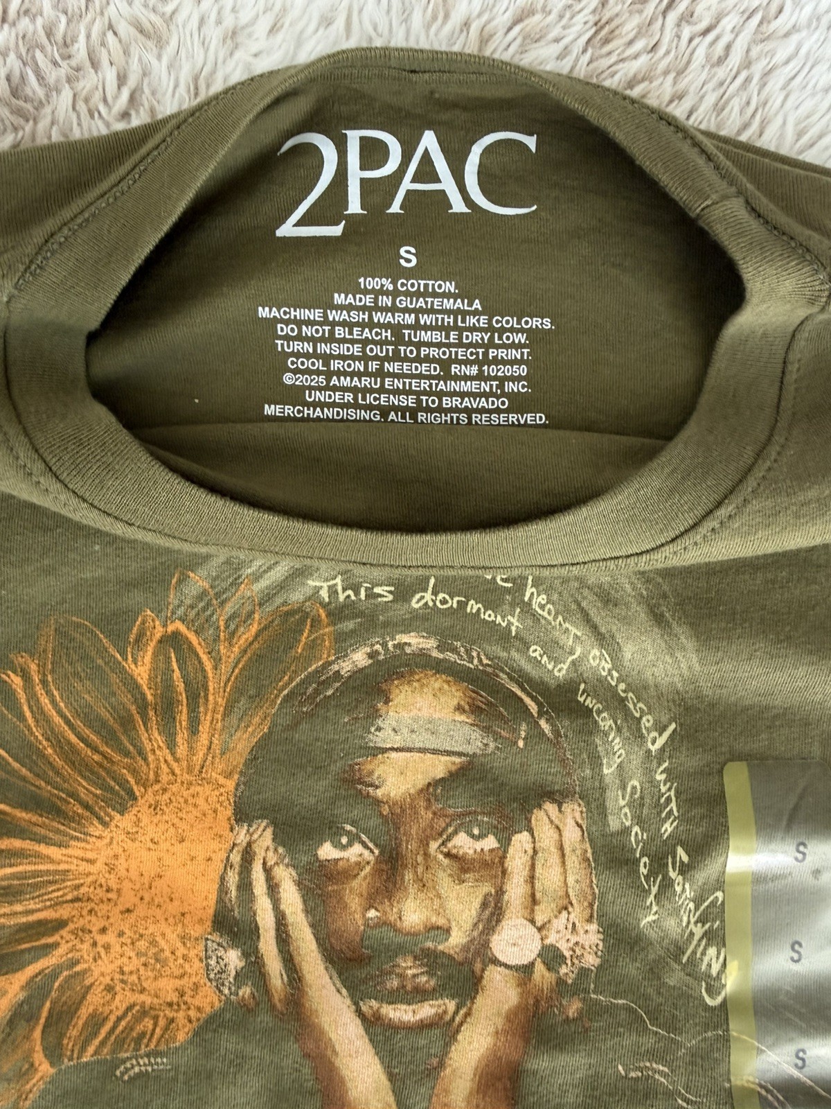 Starry Night Tupac Shakur lyrics Green Short Sleeve T-Shirt Size S