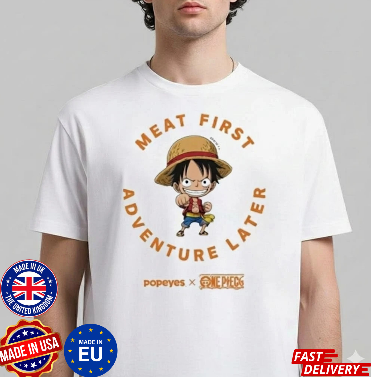 Popeye x One Piece1 Child Luffy Unisex Shirt Funny Graphic Design MenT-Shirt