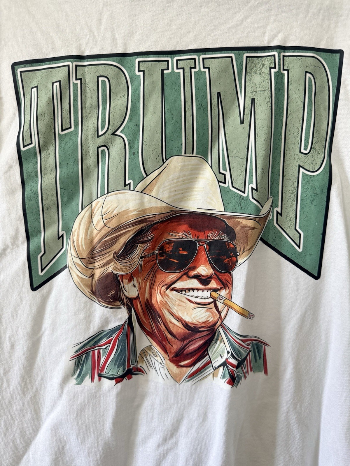 Cowboy Donald Trump Cigar Front Western Graphic T-shirt Heavy Cotton Mens Medium