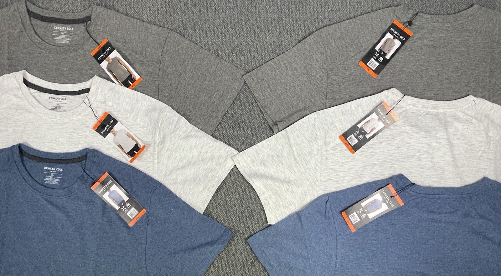 Kenneth Cole Men’s SLIM XXL Lot of 6 Tees (2) Each Color “fit like size LARGE”