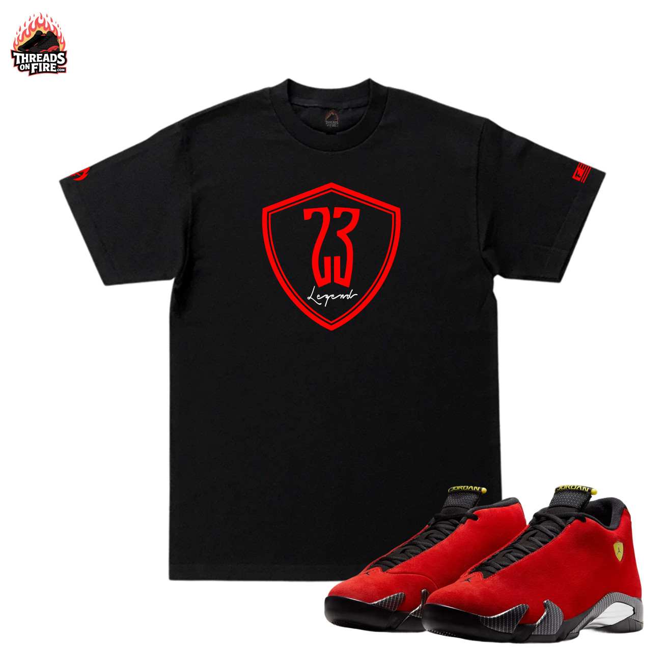 Men’s 23 Legend Black Red T-Shirt Sneaker Match Air Jordan Retro 14
