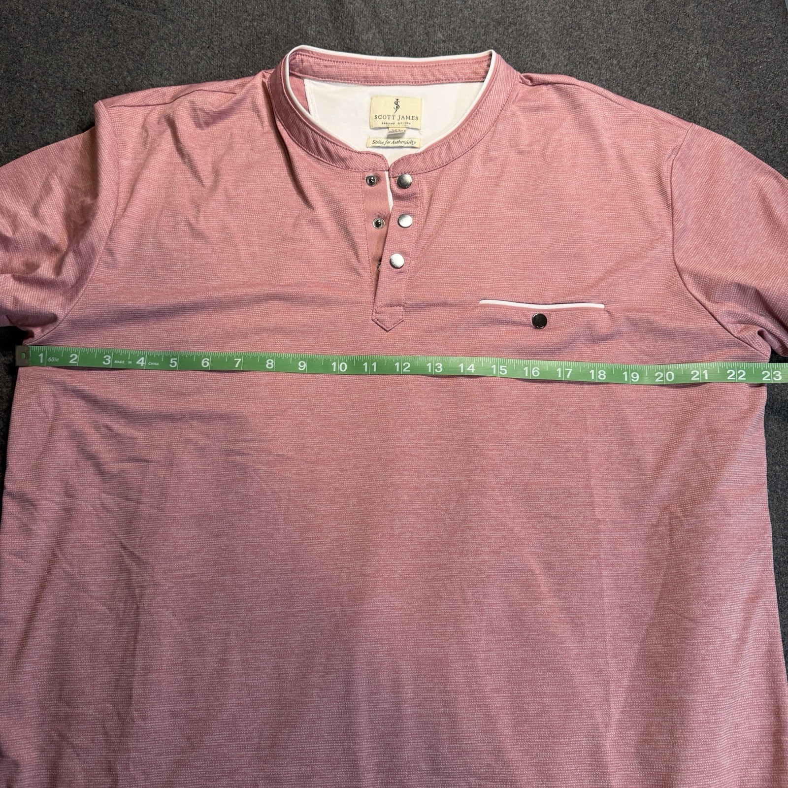Scott James Men’s XL Pink Solid Henley Short Sleeve Chest Pocket T-Shirt