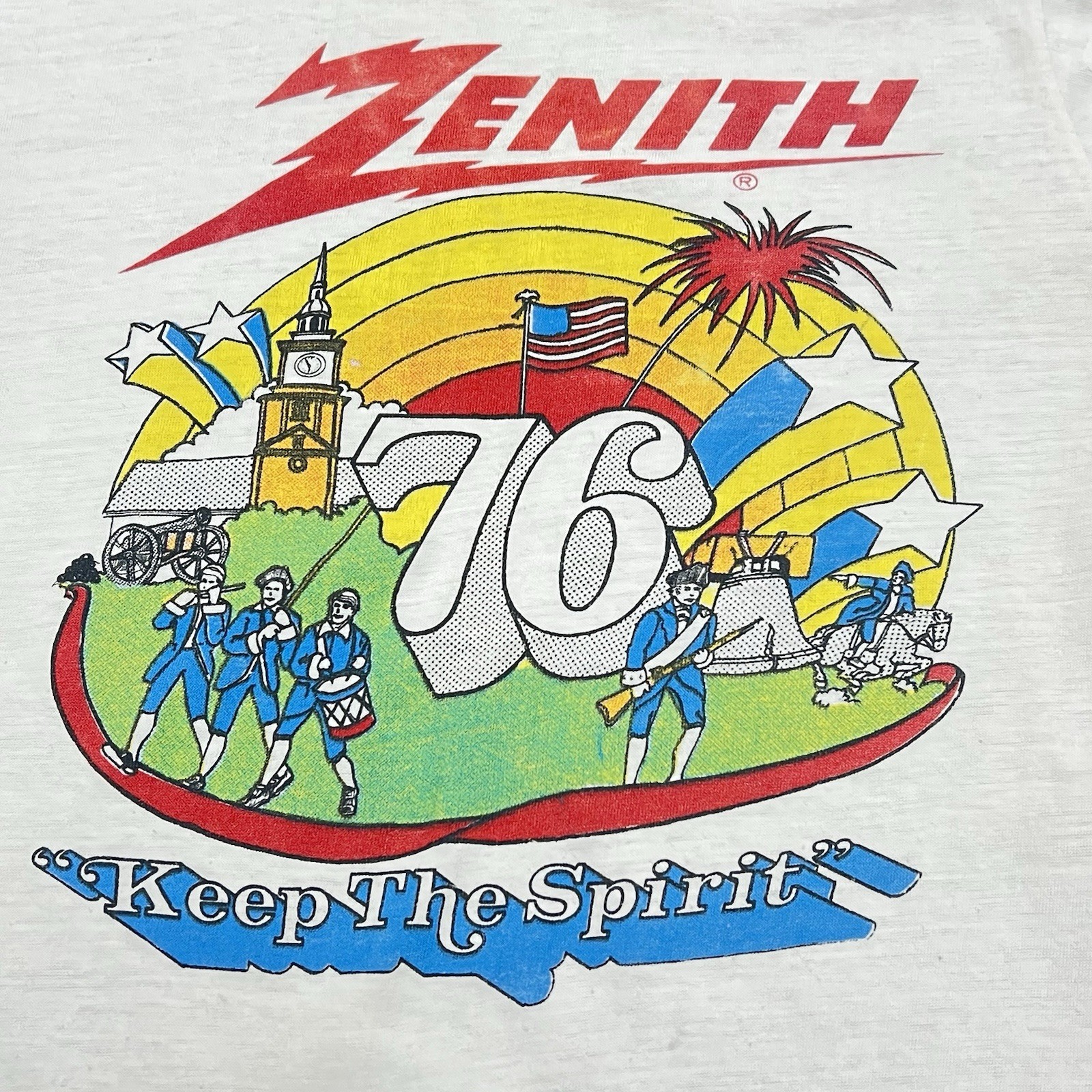 Vtg 70s Tee Shirt, Small White/Red Zenith 1976 Ringer