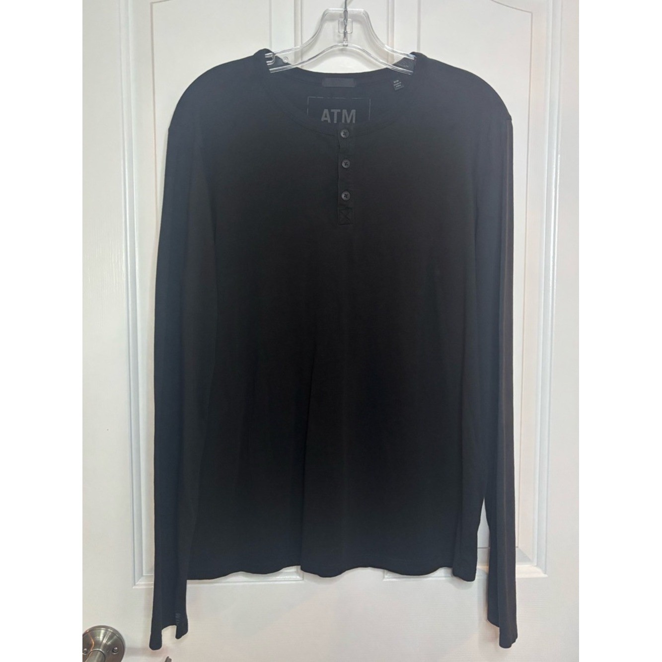 EUC ATM Anthony Thomas Melillo mens Black Long Sleeve Henley Shirt size M