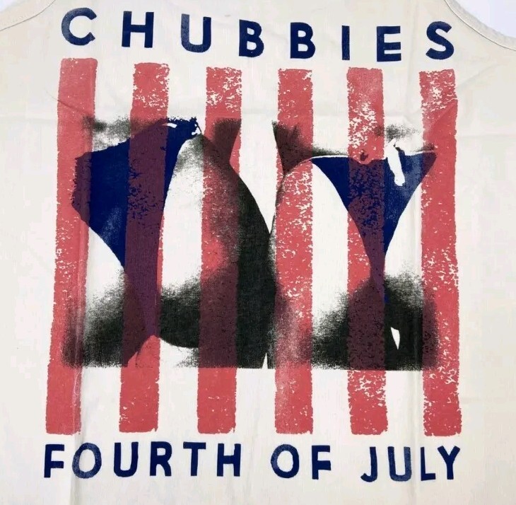Chubbies Tank Top Men’s Beige Butt Tank Top 4th of July Cotton SIze Large