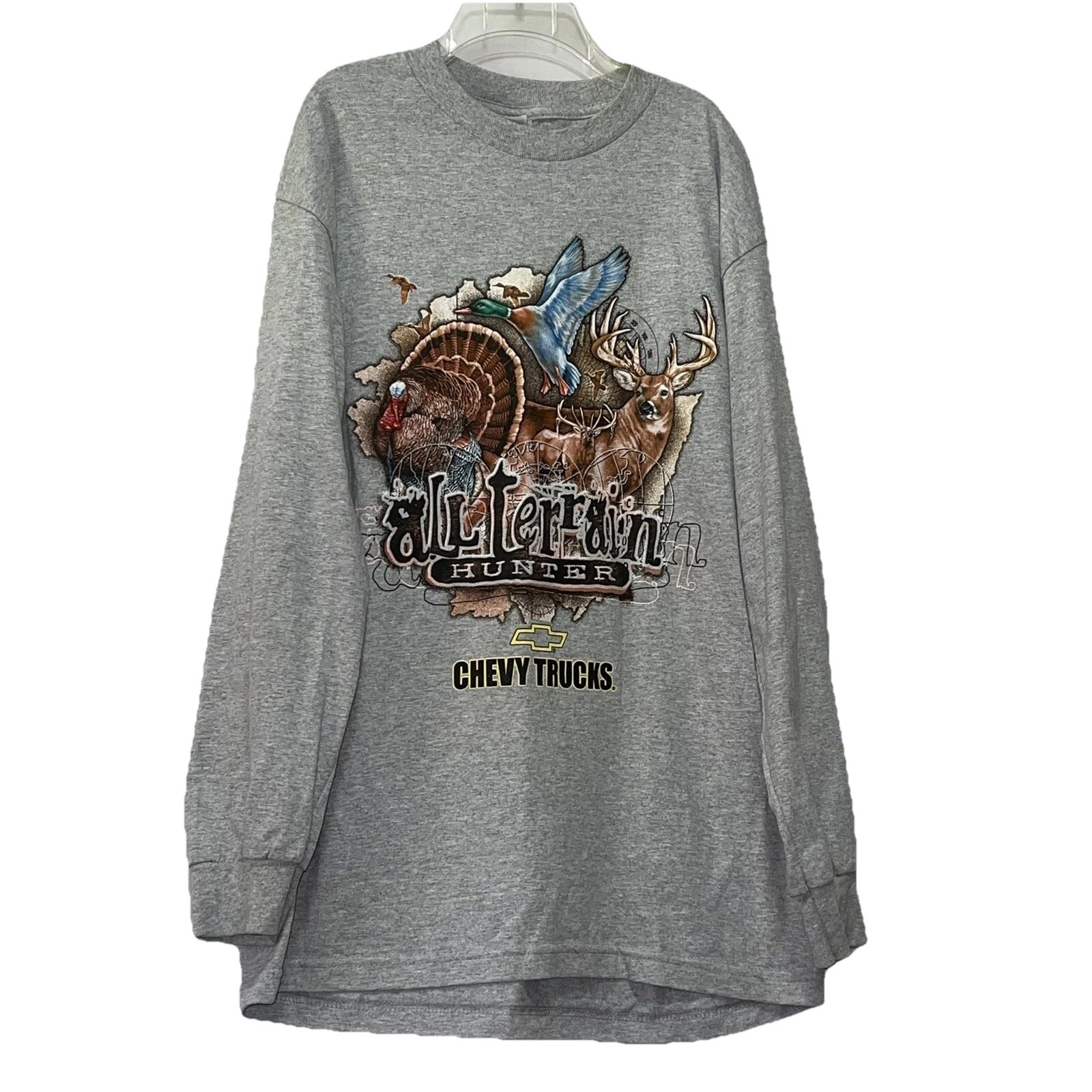 Vintage 90s hunting t shirt chevy all terrain crewneck mens size L guc e2200