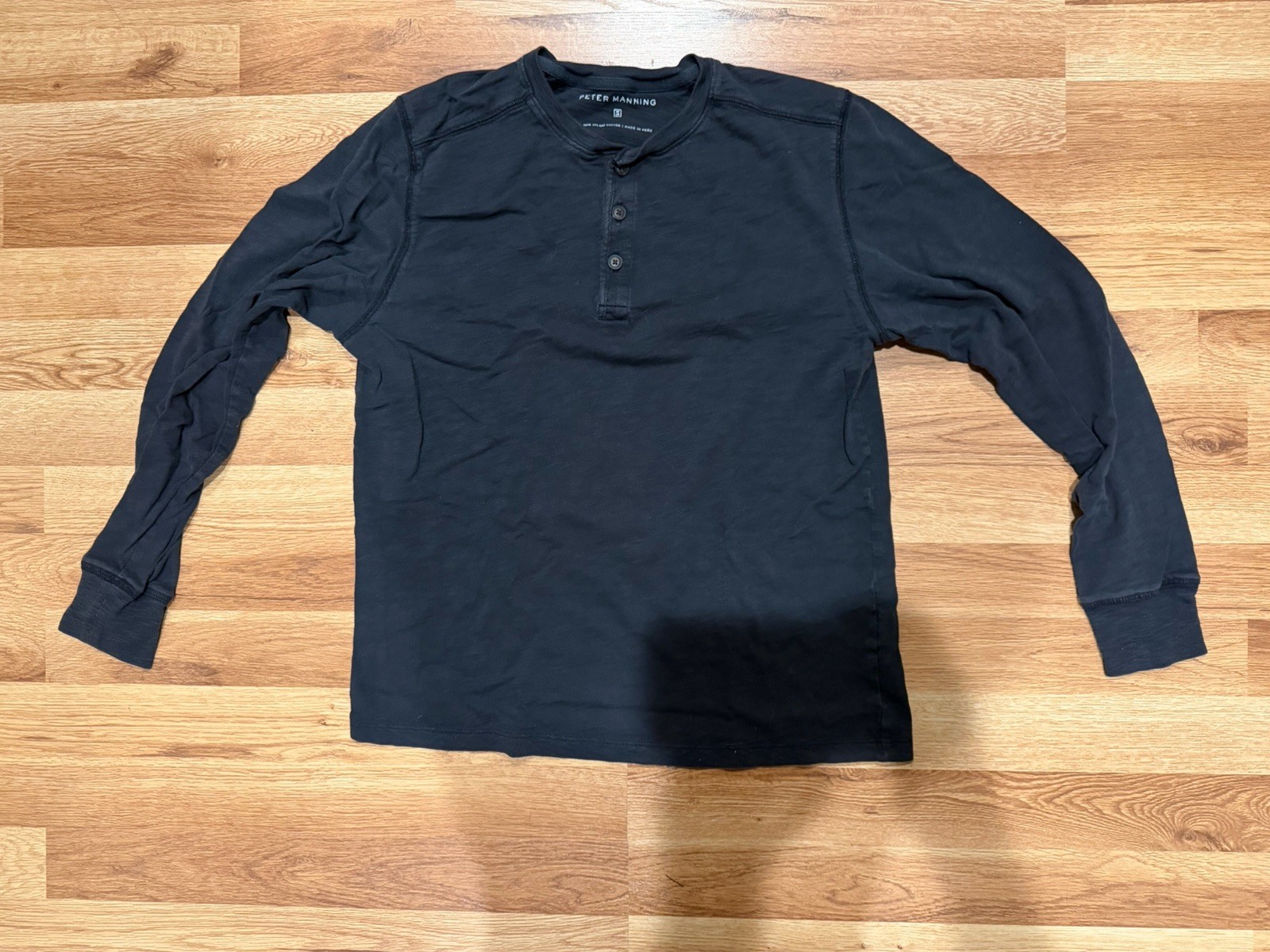 Peter Manning Shirt Mens 3 Dark Grey Long Sleeve Henley