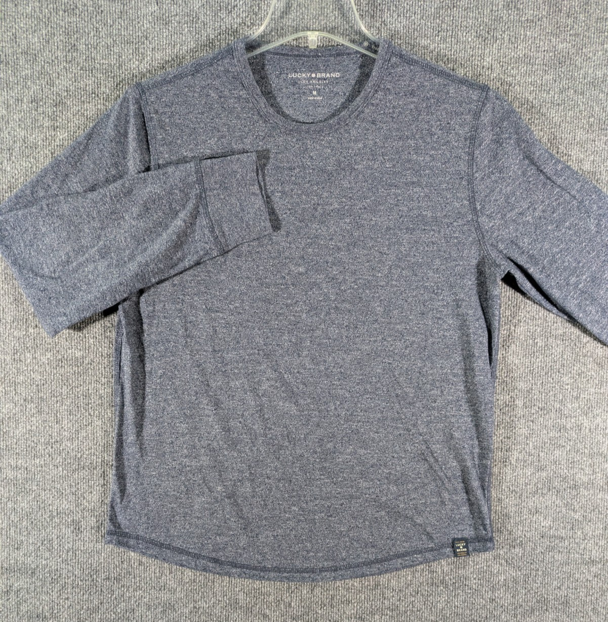Lucky Brand Shirt Mens Medium Heather Blue Long Sleeve Crew Neck Casual