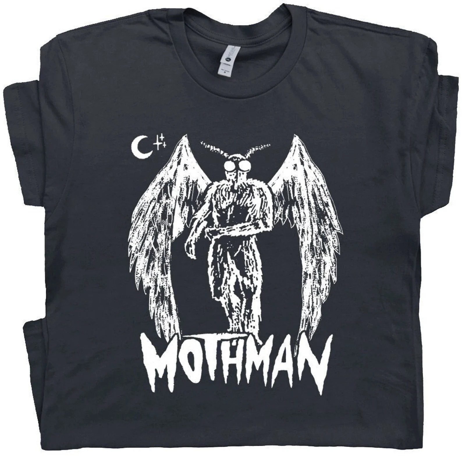 Mothman Cryptid Graphic Black T-Shirt Gothic Horror Paranormal Tee – S397