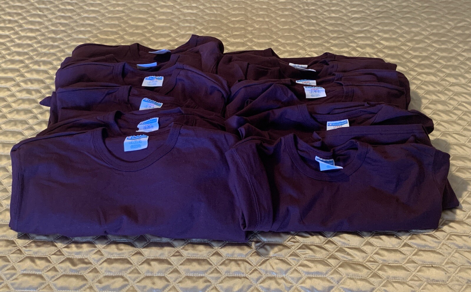 Vintage Champion Maroon Plum Heavy Weight Cotton T Shirt Large Unisex Lot Of 12
