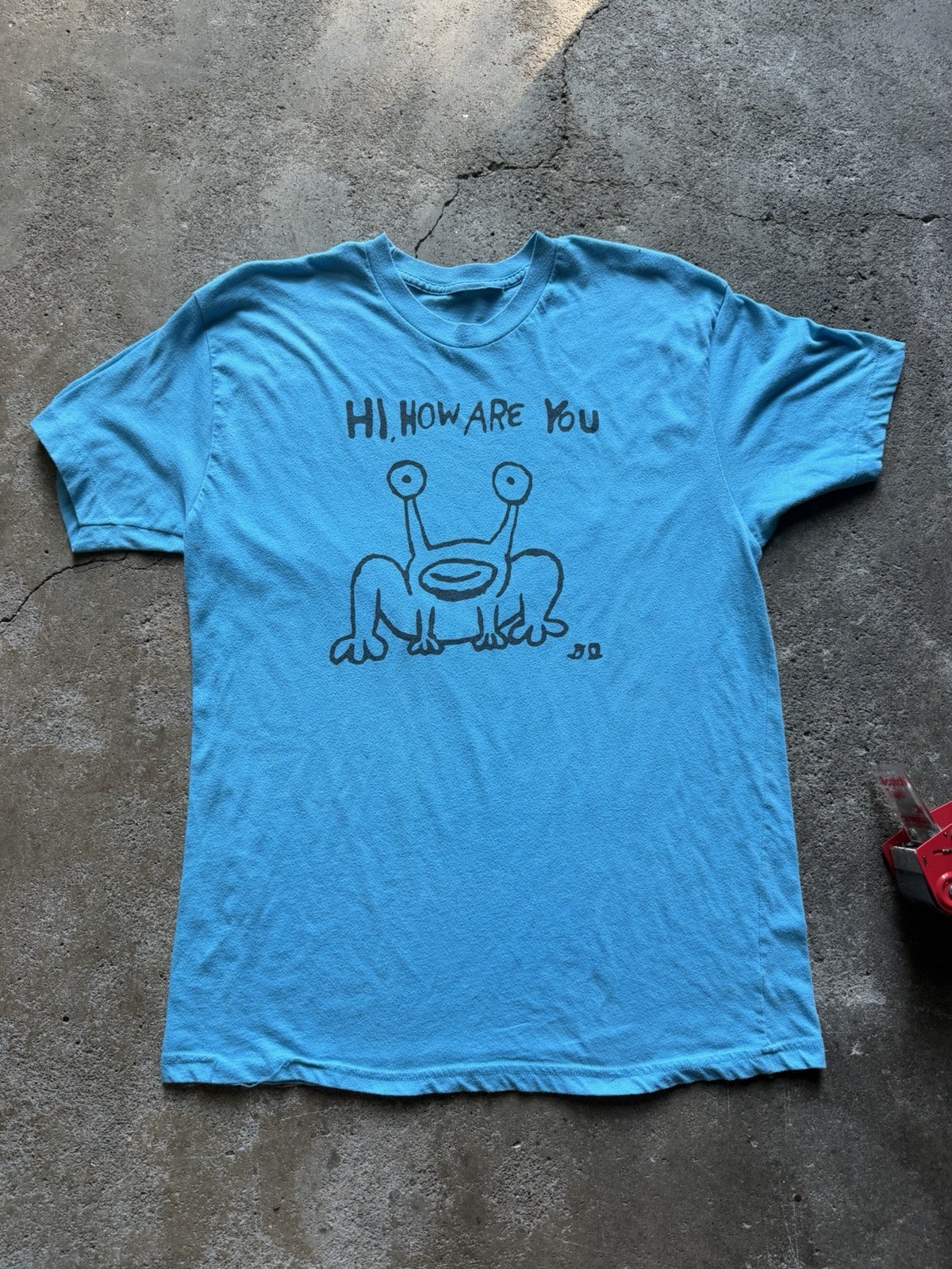 VTG Daniel Johnston hi how are you album nirvana Kurt cobain graphic shirt Blue