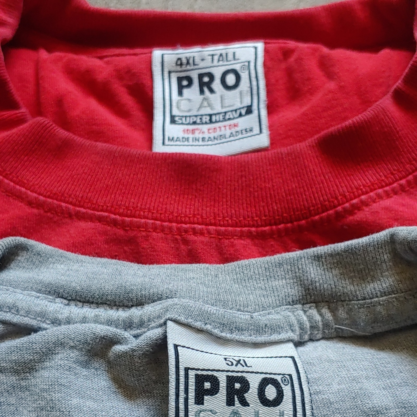 Pro Club Super Heavy Men’s Cotton Jersey Crew Neck T-Shirt Lot Red Gray 4XL