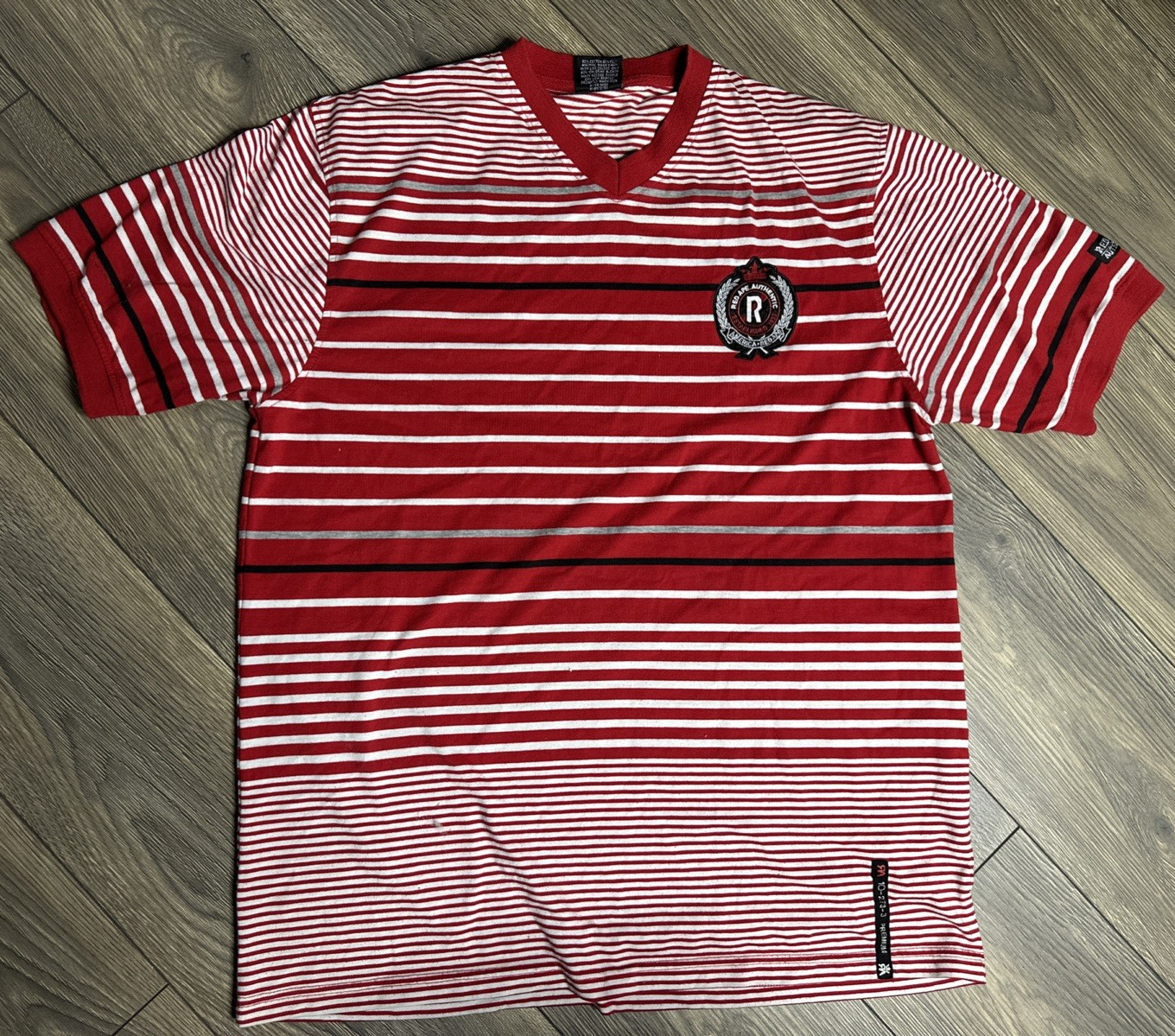 Red Ape 2XL Men’s Striped Red,black, White Color T-shirt 60% Cotton & 40% Poly
