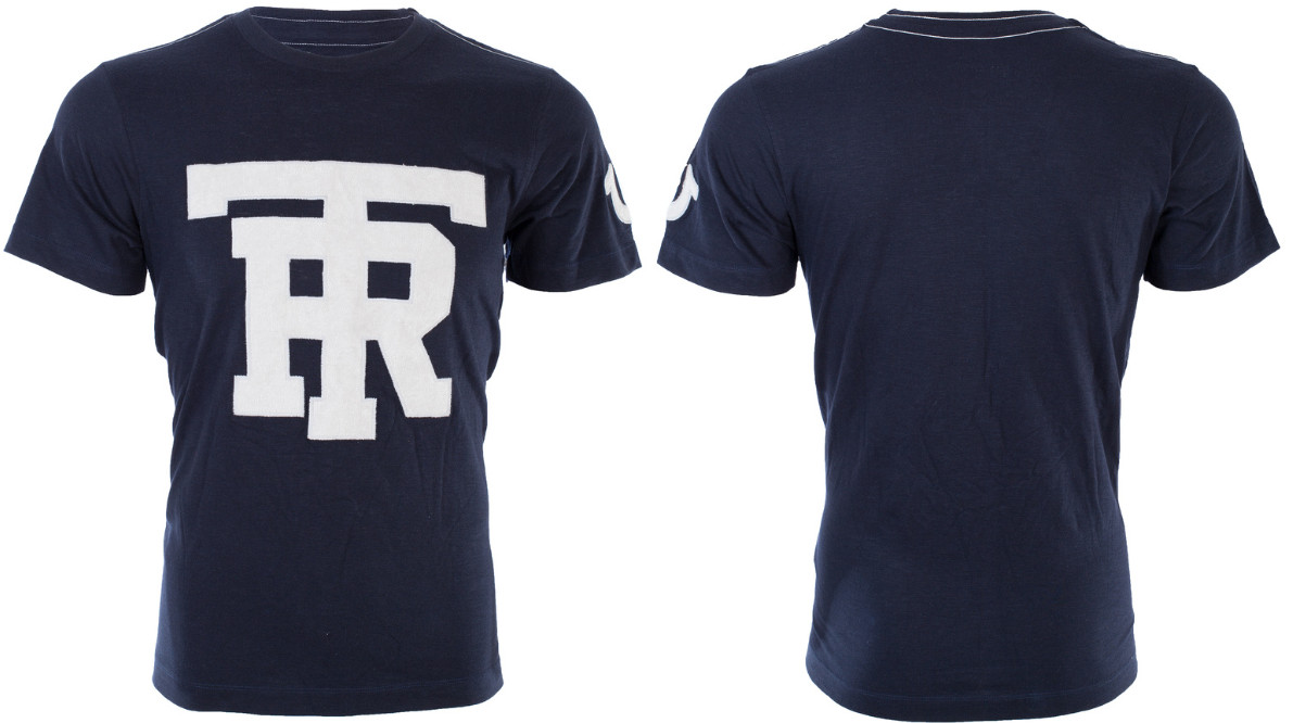 $79 TRUE RELIGION Navy UNIVERSITY OF TR Short Sleeve Applique Graphic T-shirt