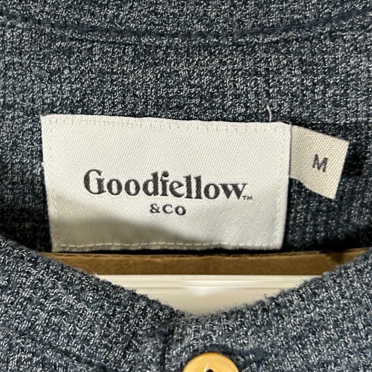 Goodfellow & Co Mens Dark Gray Waffle Knit Henley Long Sleeve Shirt Medium