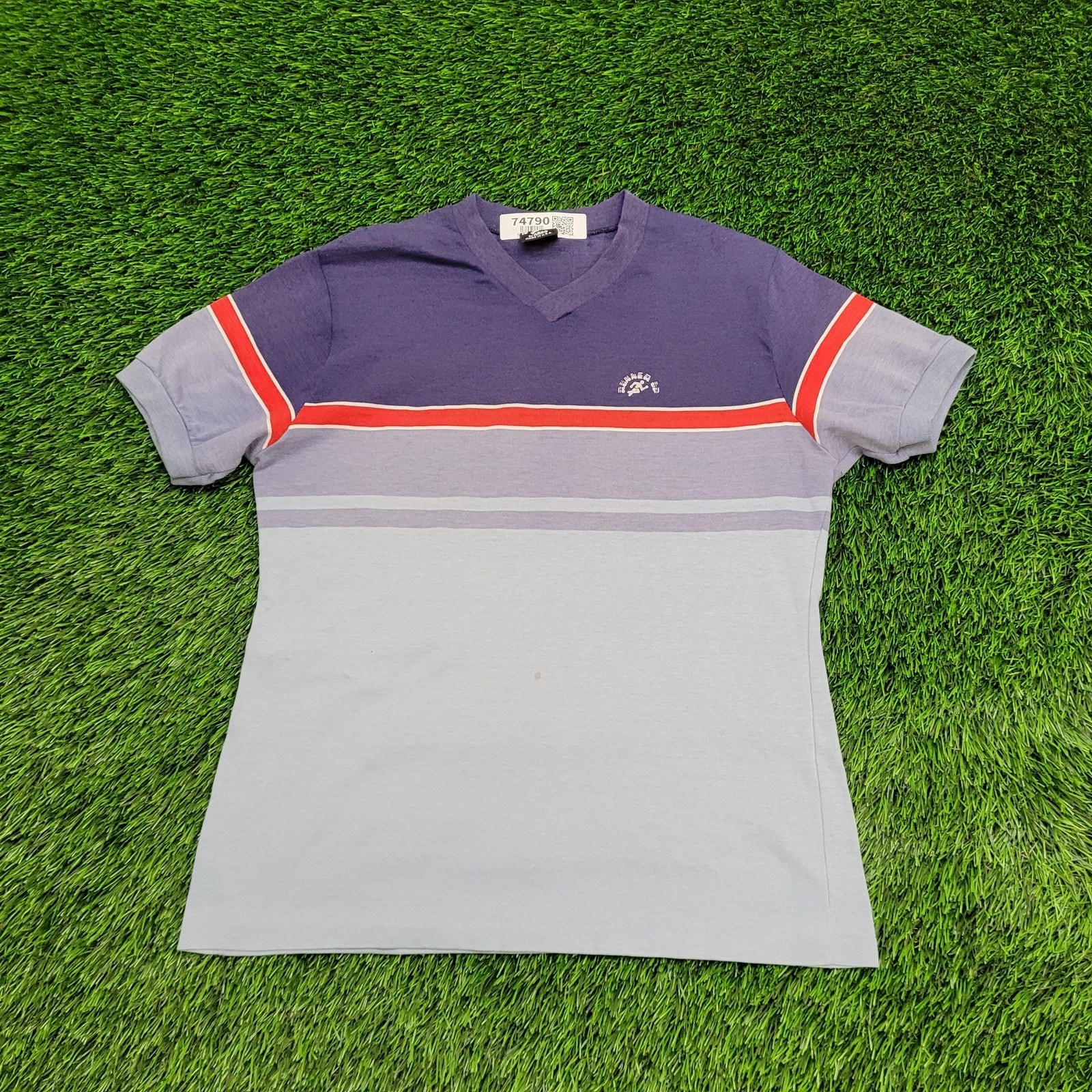 Vintage 80s MOD Shirt S/M 18×24 Colorblock Cropped USA