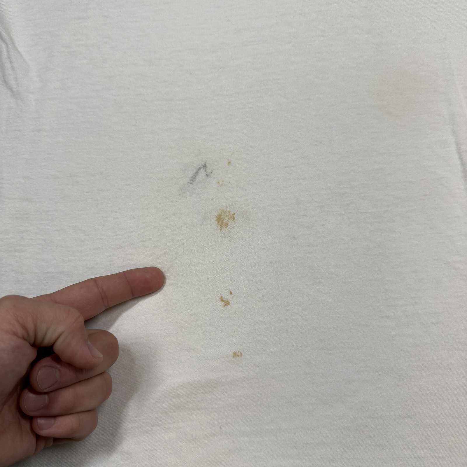 Vintage Sears Shirt Mens Large White V Neck Single Stitch Thin Stained 80s