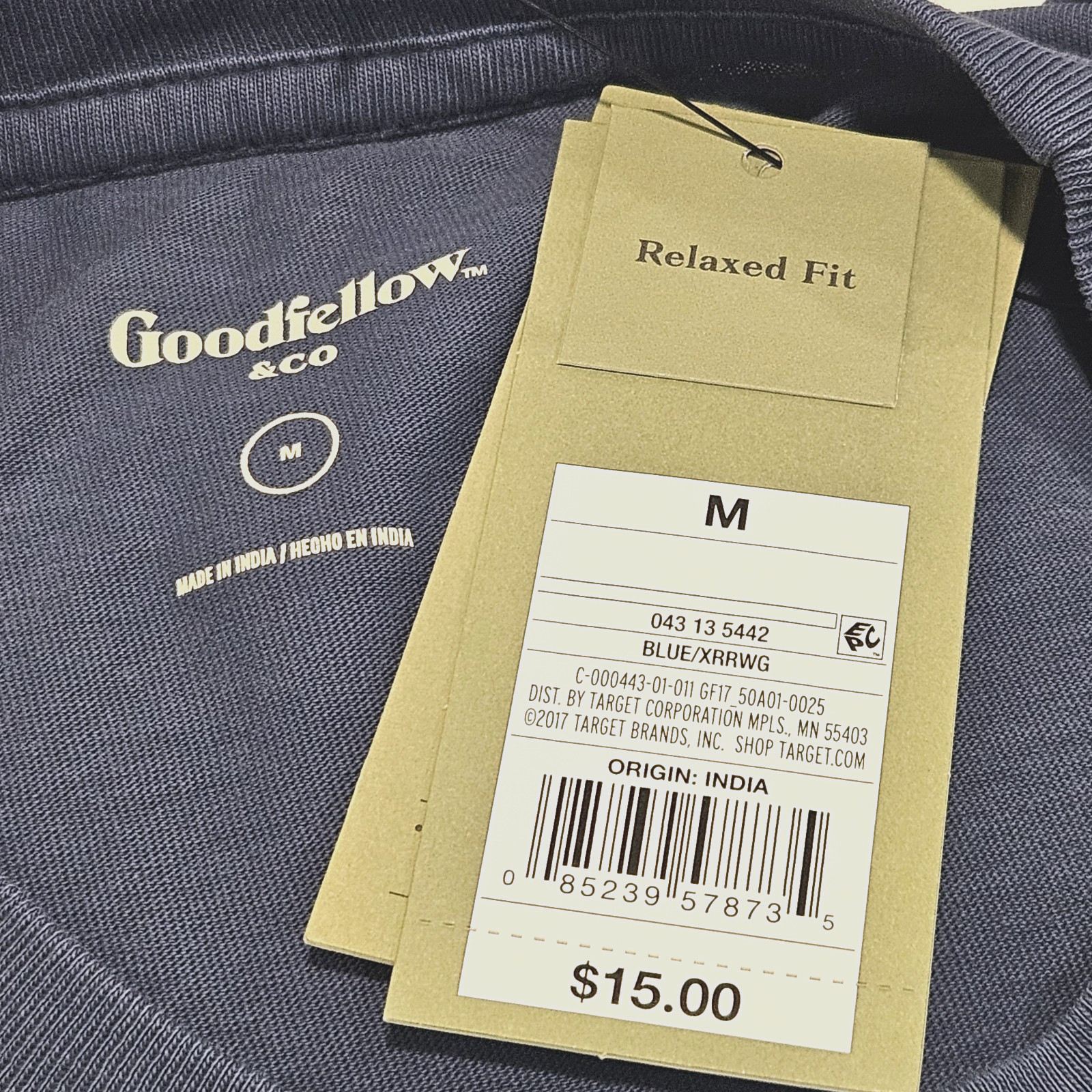 NWT Goodfellow & Co Mens Size M Blue Relaxed Fit T-shirt Short Sleeves Crew Neck