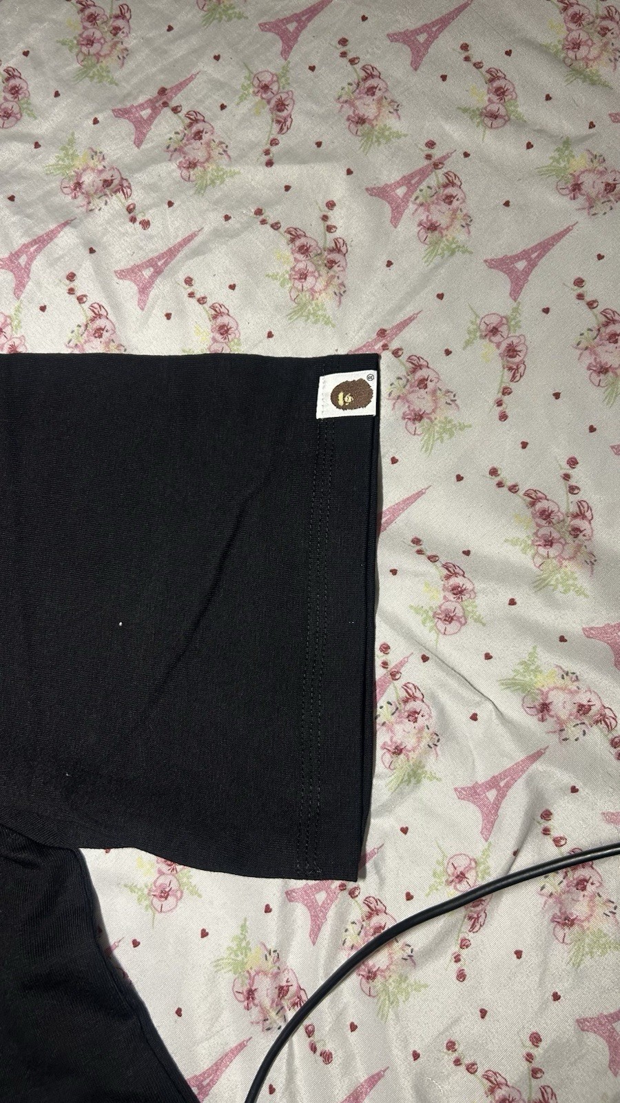 A Bathing Ape BAPE College Tee Black Ape Head Logo Cotton Crew Neck Size M