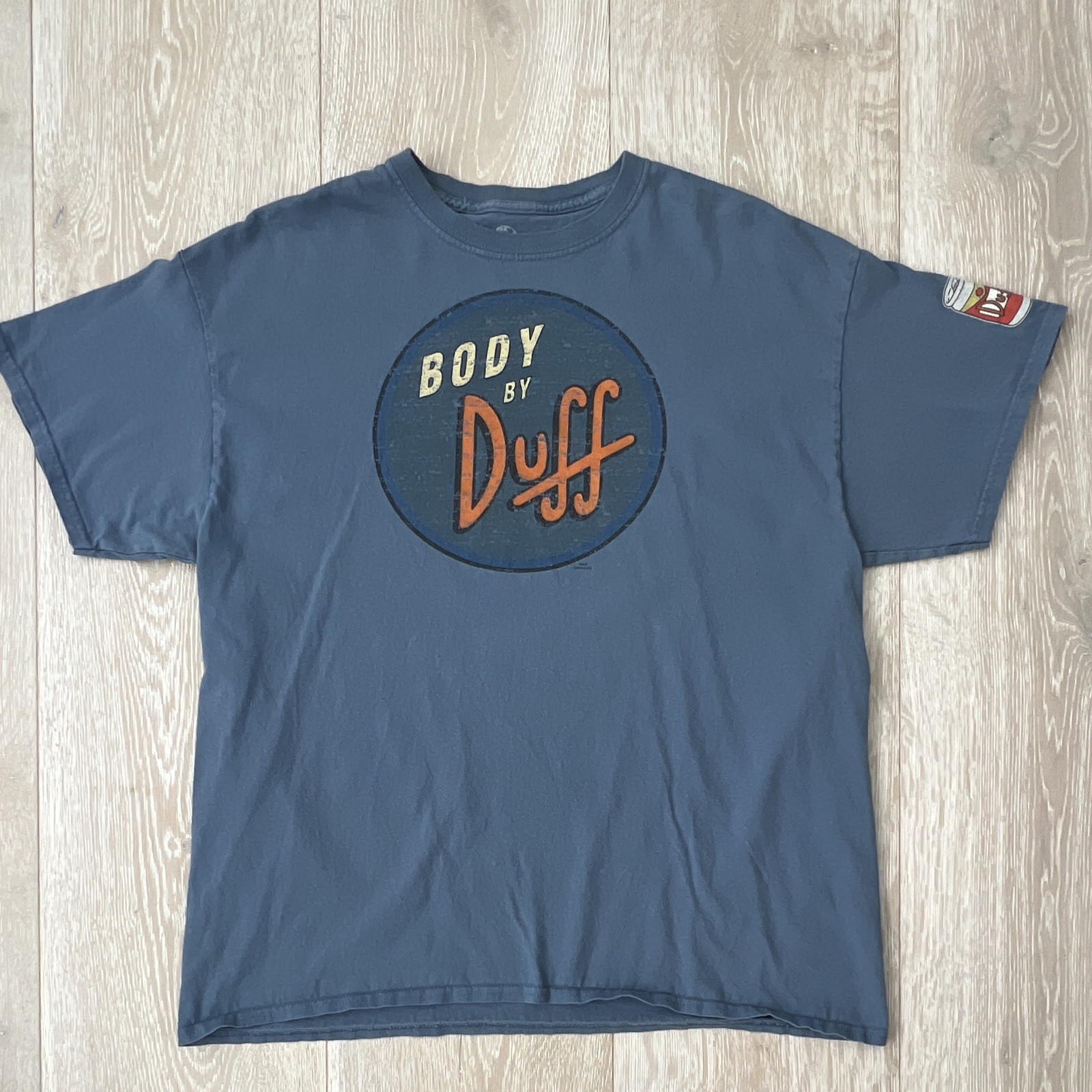 Universal Studios The Simpsons Duff Logo Graphic Blue Cotton Crew T-Shirt XL