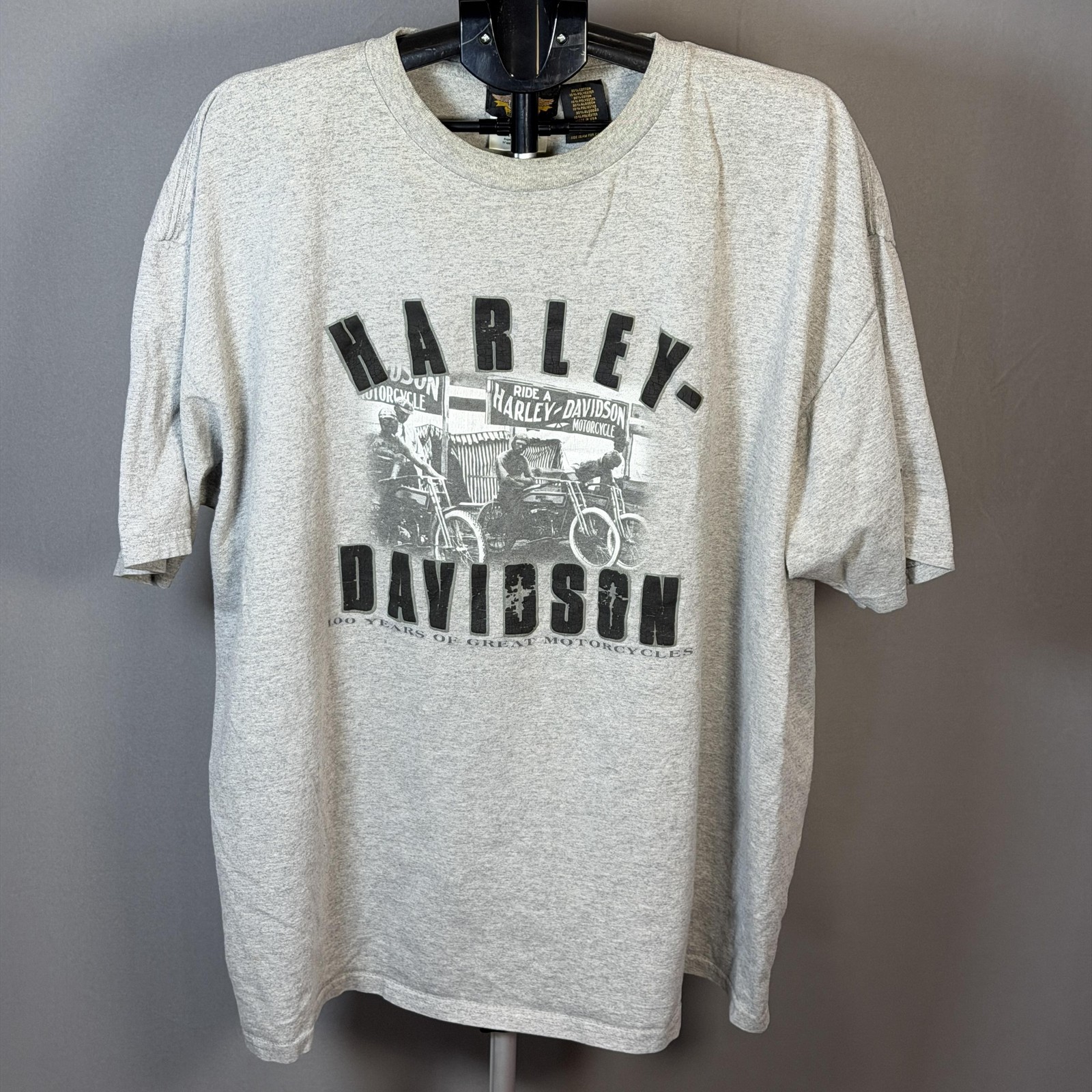 Vintage Harley-Davidson Shirt Mens 2XL Gray 100th Anniversary Graphic Tee USA