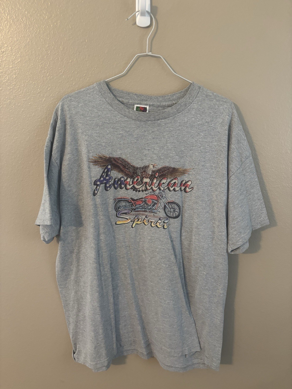 American Spirit Fruit Of The Loom Mens XL Gray Graphic Tshirt