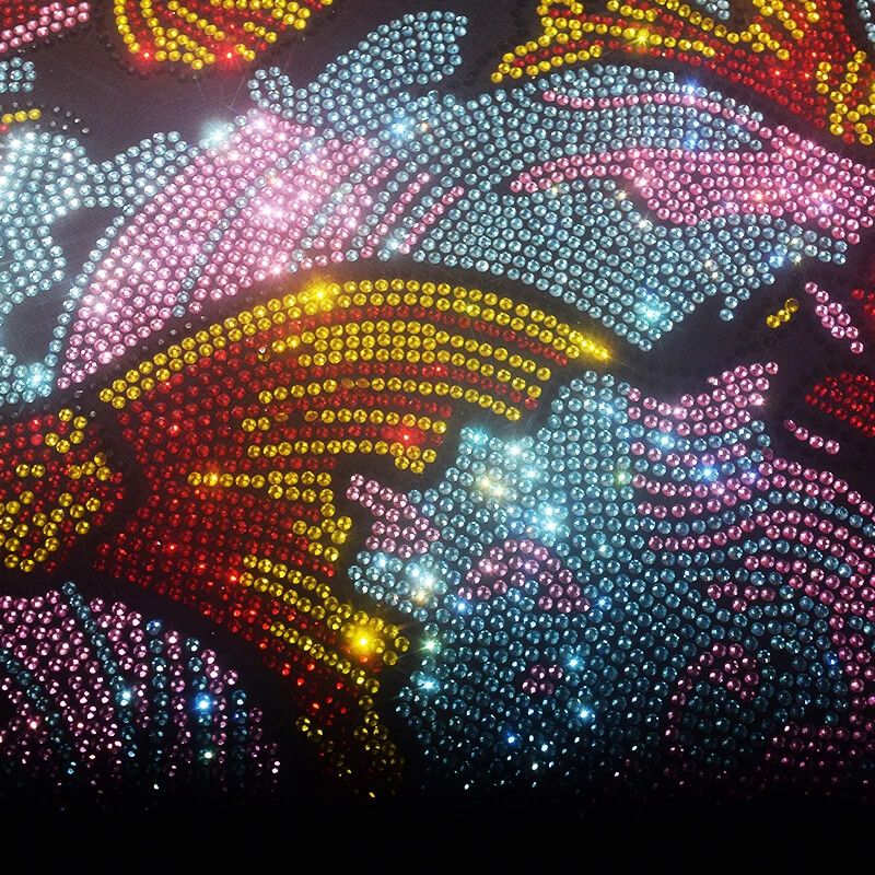 New Fashion Diamond Fish Rhinestones Short Sleeve Luxury Men Black T-Shirt