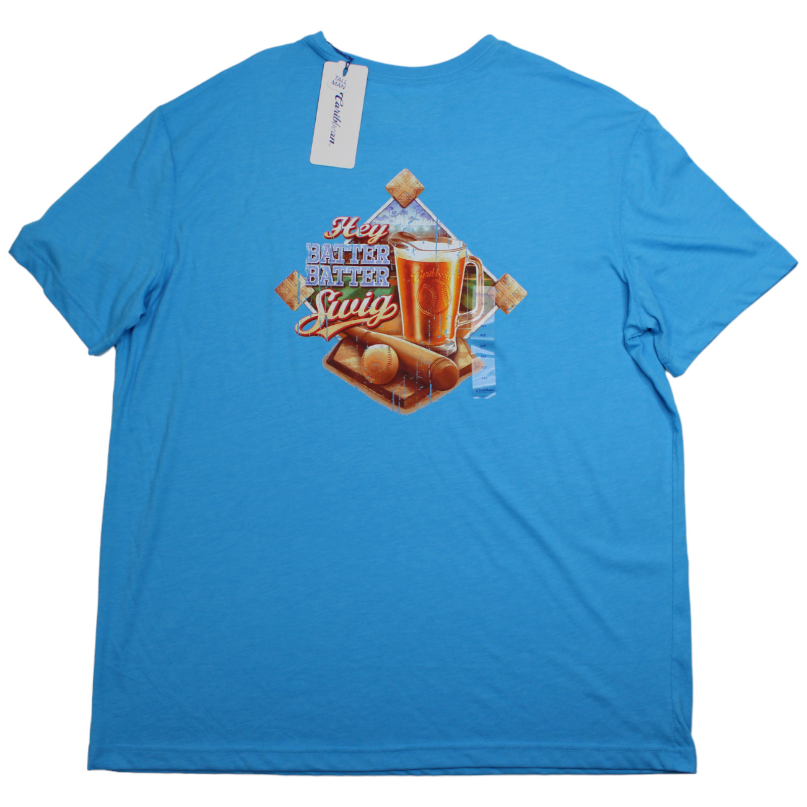 Caribbean Men’s Big & Tall Tropical Graphic Tee Baseball Size XLT Retail $40