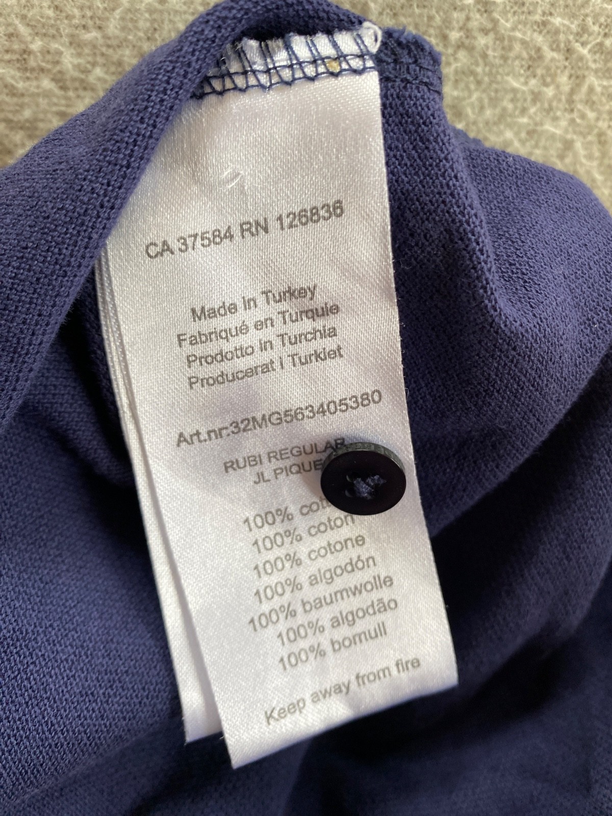 J Lindeberg Regular Fit Classic Designer Polo Pique Cotton Size Large Golf Navy