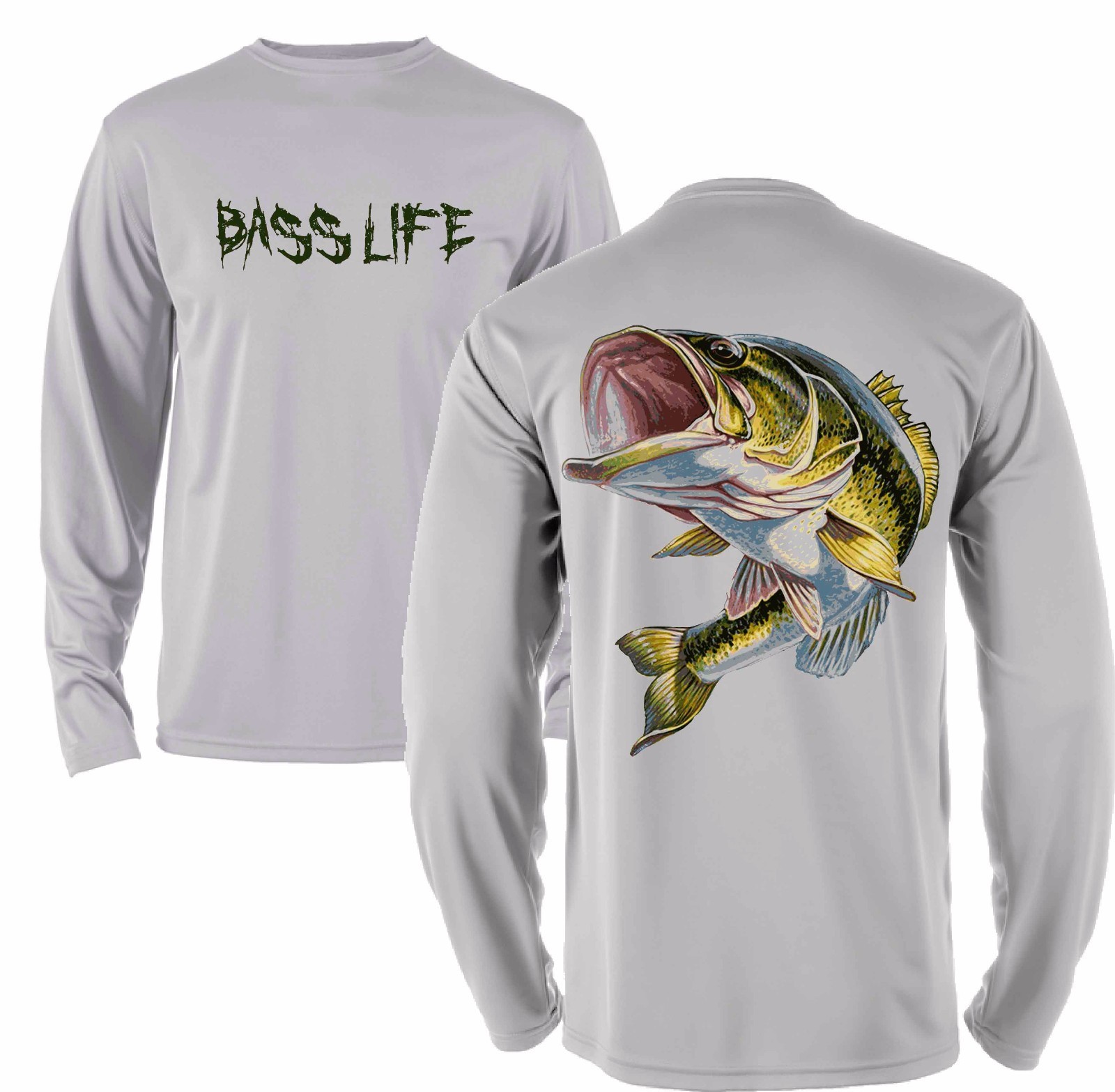 Microfiber Moisture Wicking Long Sleeve Fishing Shirt Bass