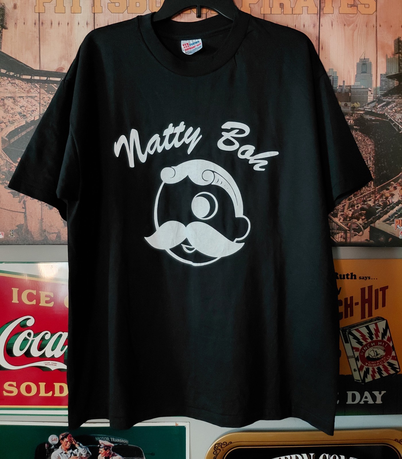 National Bohemian Beer Natty Boh Men’s Vintage 90s Graphic Print Shirt Size XL