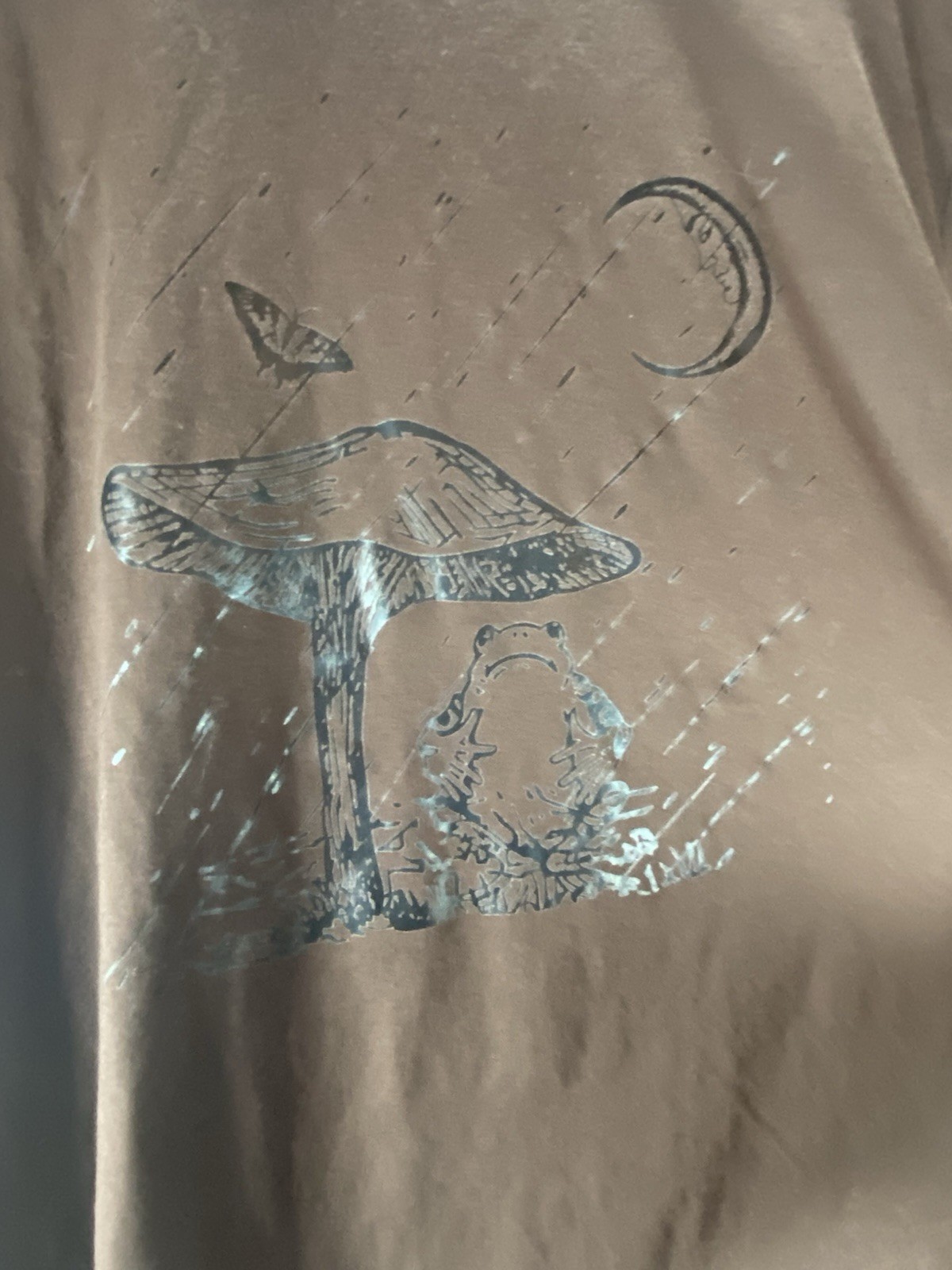 Mushroom Shirt ROMWE Men’s Extra Large Brown Trippy Streetwear Soft Aesthetic