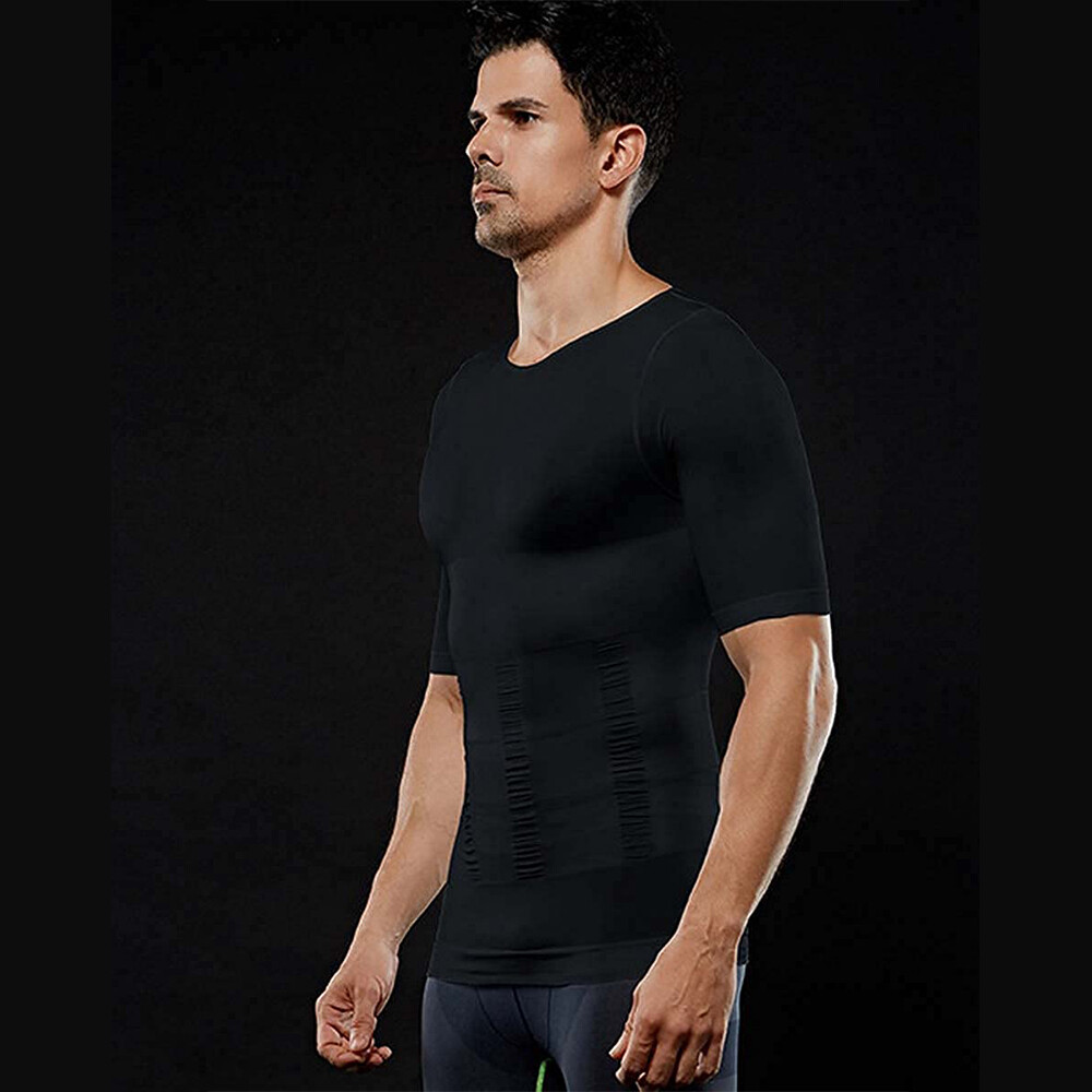 SecondSkin Men’s Abs Shaper Cooling T-Shirt Compression Shirt Slimming Shapewear