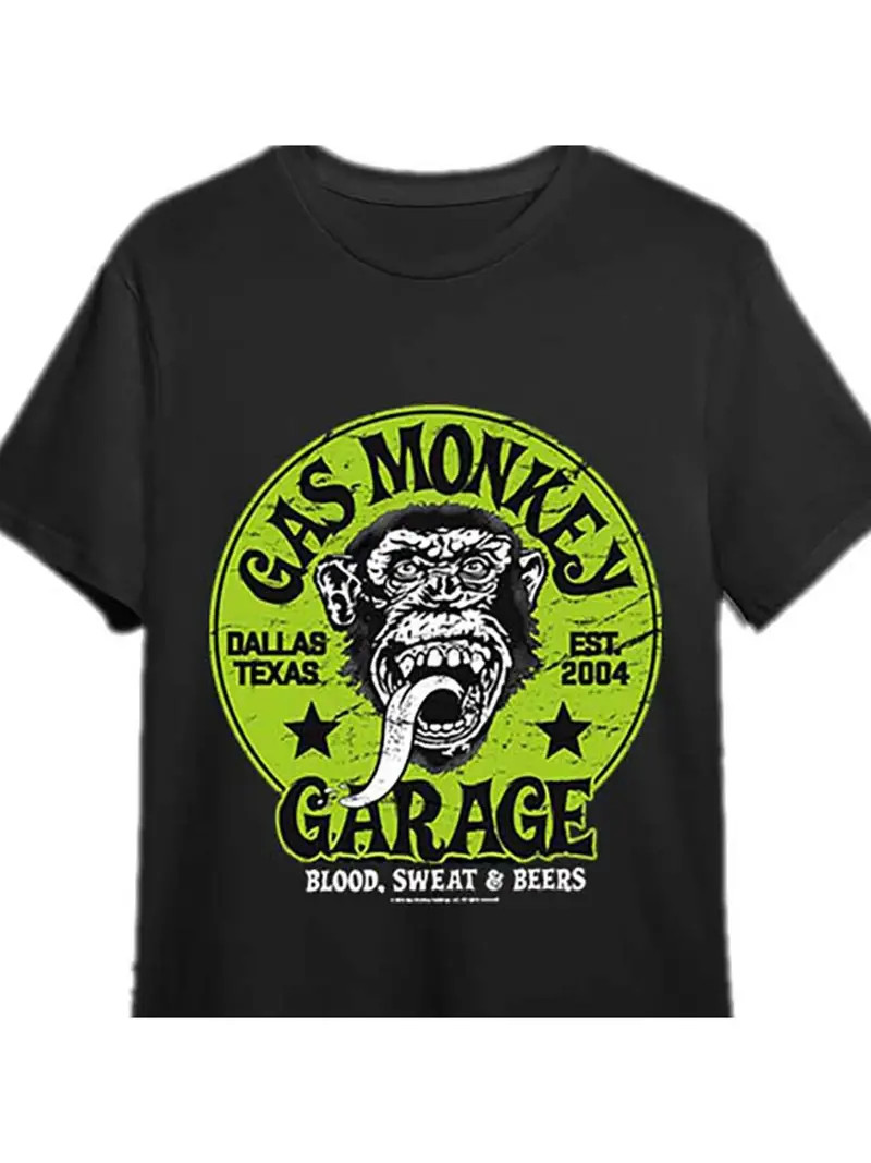 Gas Monkey Garage Men’s Black T-Shirt – “Blood, Sweat & Beers” Graphic, 100% Cot