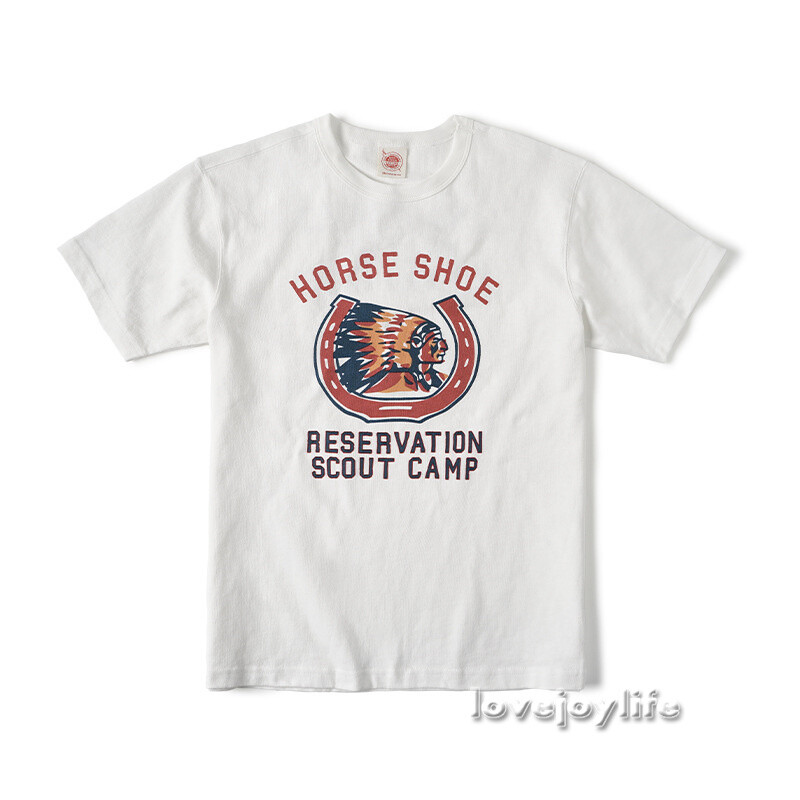 NON STOCK US Retro Heavy Cotton T-Shirt Painted Chieftain/Horse Shoe Basic Tee