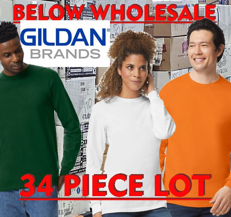 Below WHOLESALE Blank long sleeve T-Shirt 34 GILDAN 2400 2xl 3xl 5xl Bulk Lot
