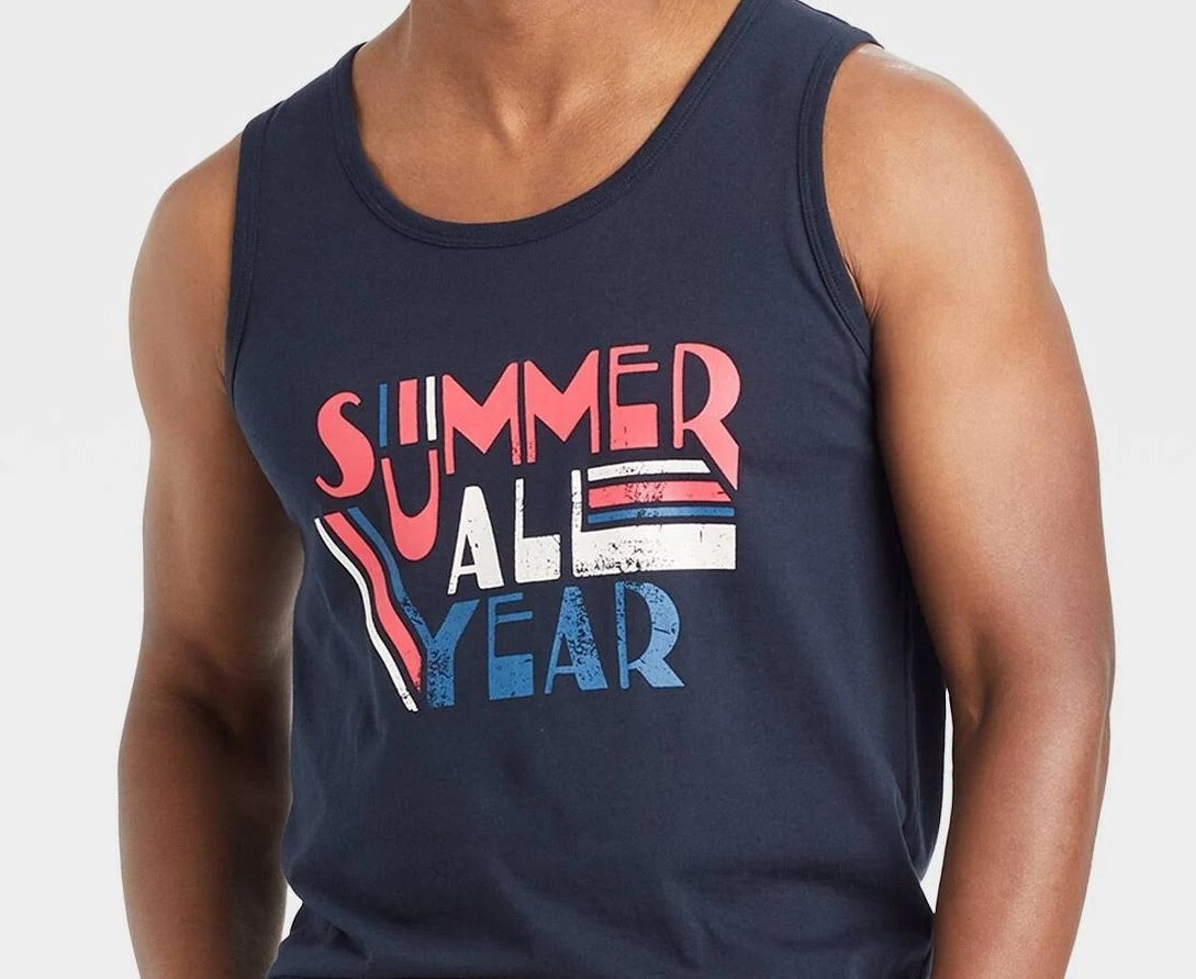 Goodfellow Mens Sleeveless Tank Top T-Shirt L Navy Blue Summer All Year NEW