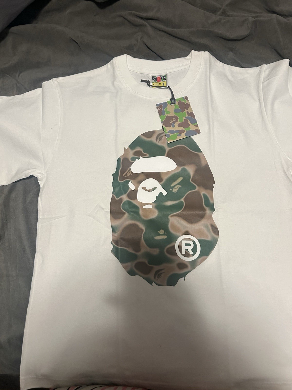 A Bathing Ape BAPE Black Ape Head Camo Logo Graphic Crew Neck T-Shirt Men’s M