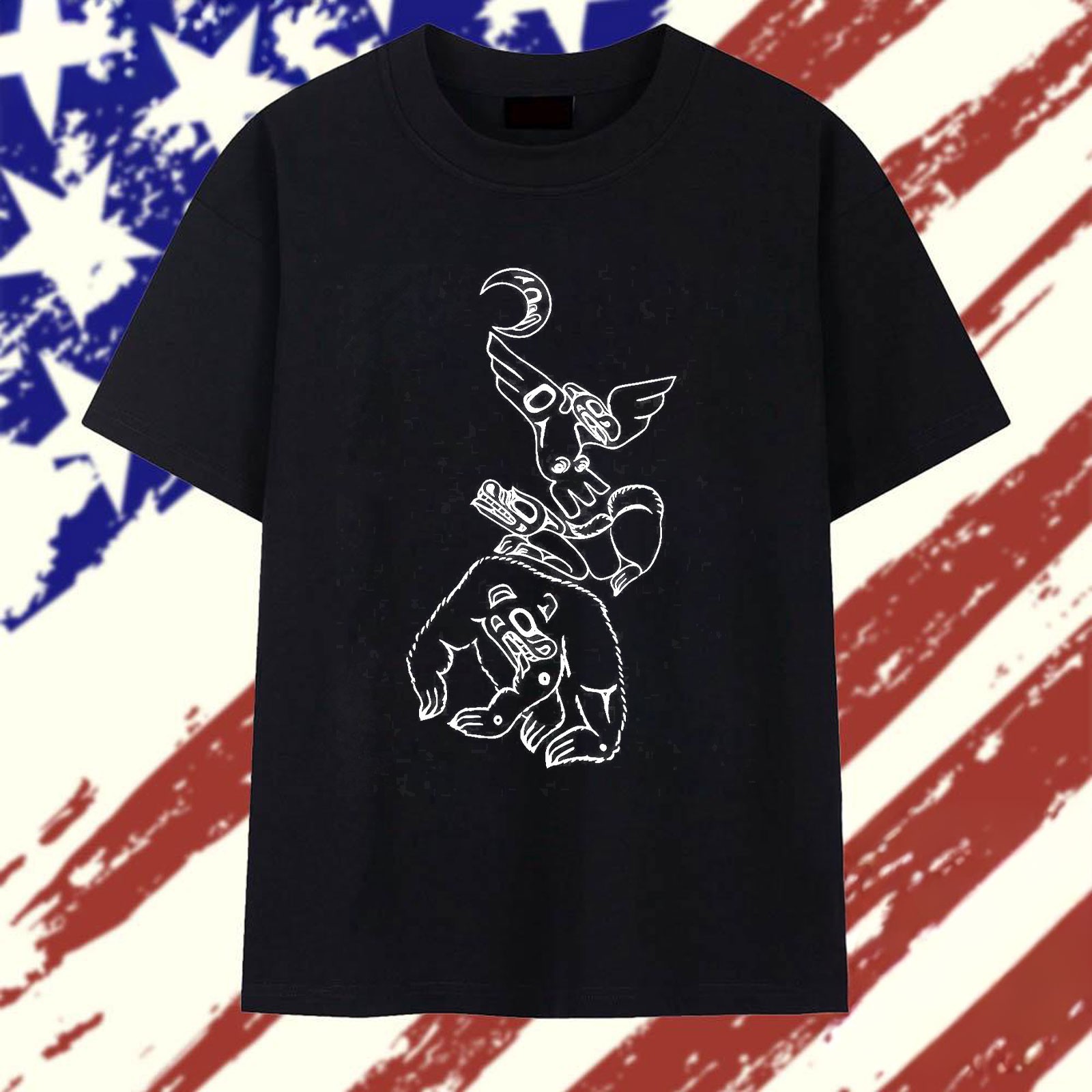 Filson Pioneer T-Shirt 20254928 Made In USA Black Bright Bear Eagle Tee Native