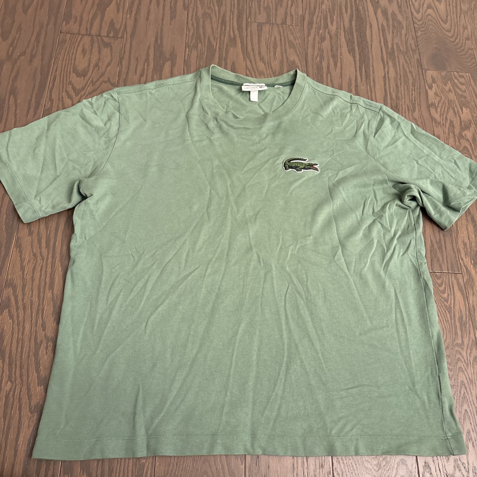 Lacoste Unisex Loose Fit Badge T Shirt Large Preppy Green Luxury Casual Organic