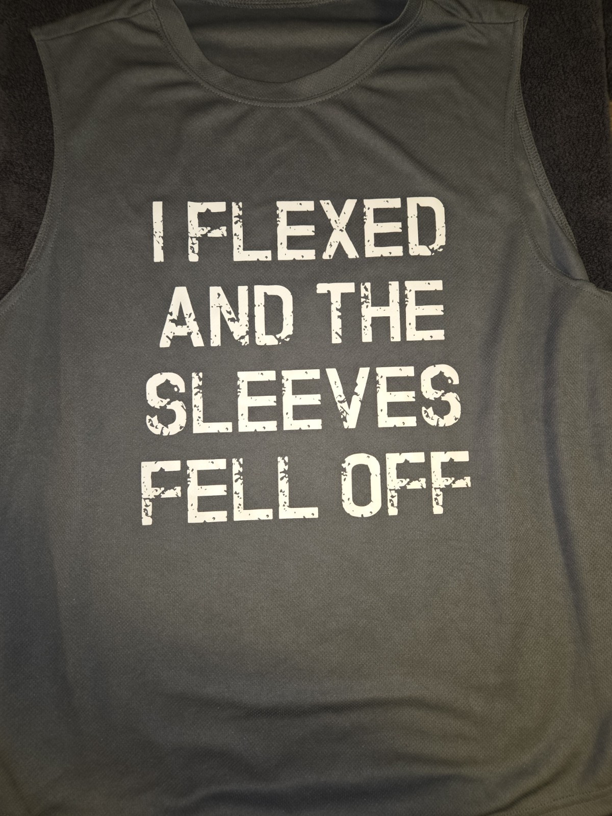 Mens I Flexed and The Sleeves Fell Off Tank Top Funny Sleeveless Gym 1XL