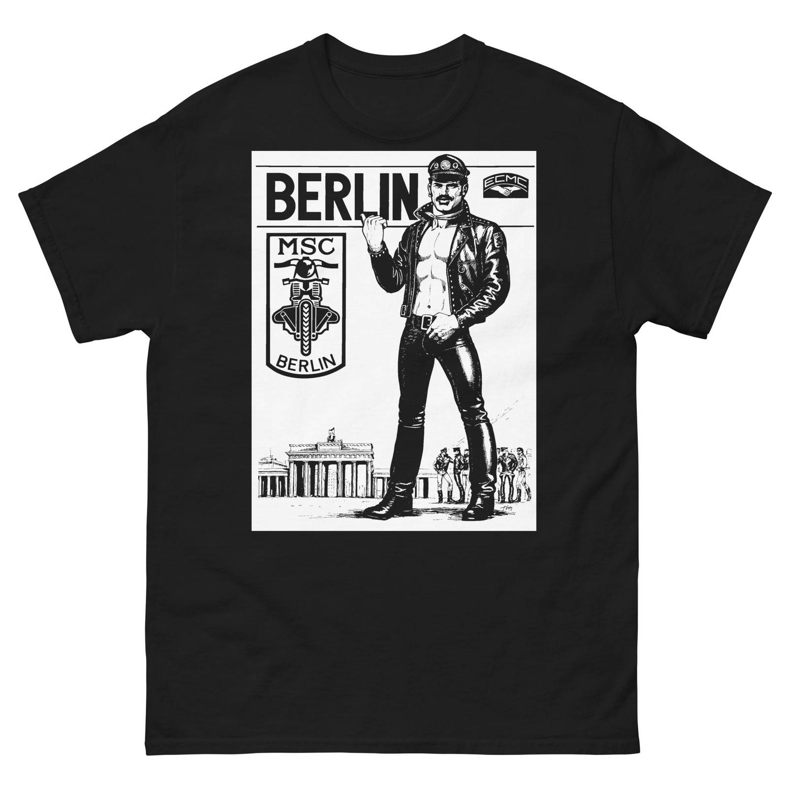 Tom of Finland Berlin Biker Gay Leather Man Fetish Art Graphic T-Shirt
