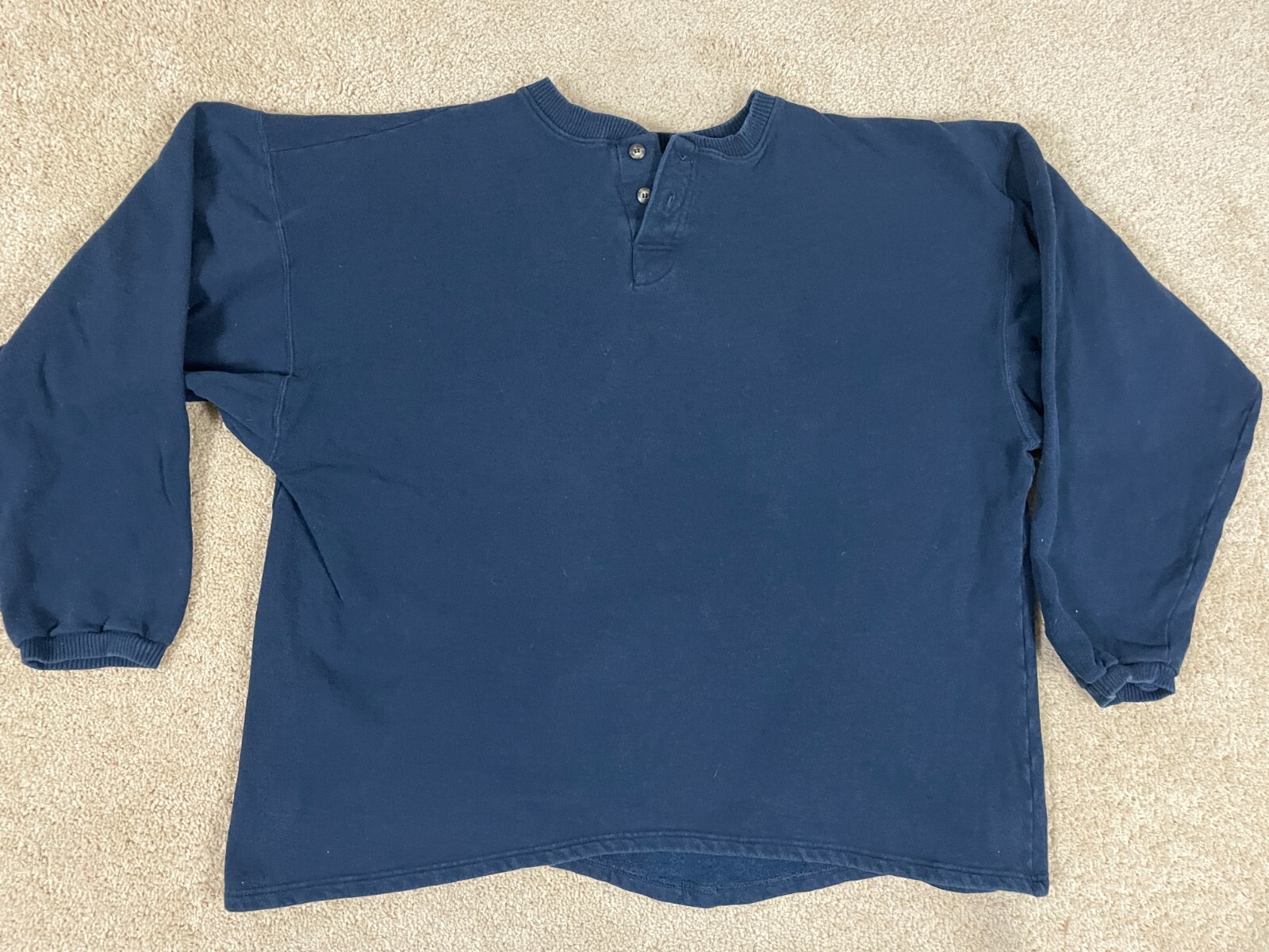 Champion Pullover Henley T-Shirt Mens XLBT Regular Fit Ribbed Cuff Sleeve Blue